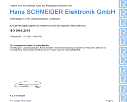 TÜV Süd Zertifikat DIN ISO 9001:15
